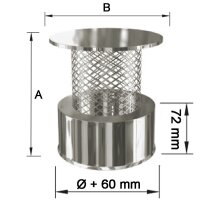 Edelstahlschornstein Regenhaube mit Funkenschutzgitter DW...