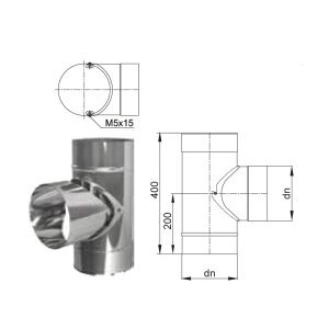 Edelstahlschornstein T-Stück einwandig 90° kurz DN 120 - 250 mm