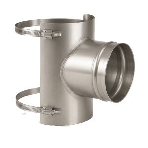Edelstahlschornstein Feuerungsanschluss Sattelstück einwandig TR 90° DN 100 - 250 mm