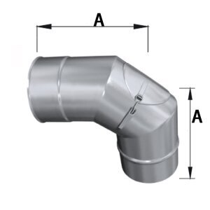 Edelstahlschornstein einwandiger 90° Bogen mit Revision DN 80 - 300 mm