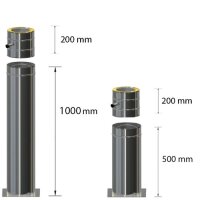 Edelstahlschornstein kürzbarer Standfuß mit...