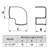 Bogen 90° auf Wand CP - OPT