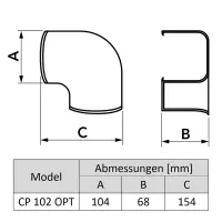 Bogen 90° auf Wand CP - OPT