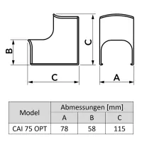 Bogen 90° Innenecke CAI - OPT