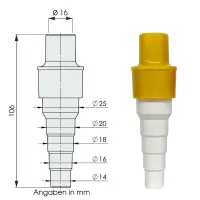Adapter für Kondensat- Rohr/Schlauch ø16mm mit ø14/16/18/20/25mm Kondensatschlauch