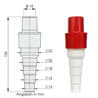 Adapter für Kondensat- Rohr/Schlauch ø18mm mit ø14/16/18/20/25mm Kondensatschlauch
