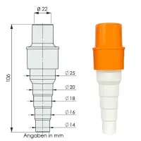 Adapter für Kondensat- Rohr/Schlauch ø22mm mit ø14/16/18/20/25mm Kondensatschlauch