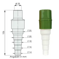 Adapter für Kondensat- Rohr/Schlauch ø25mm mit ø14/16/18/20/25mm Kondensatschlauch