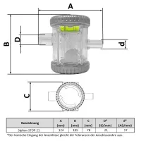 SIPHON STOP 21 (ID 21mm - AD 17mm) - Kugelsiphon mit automatischer Geruchsbarriere für die Kondensatwasserableitung [SCD300004]