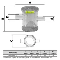 SIPHON STOP 25 (ID 25mm - AD 21mm) - Kugelsiphon mit automatischer Geruchsbarriere für die Kondensatwasserableitung [SCD300005]