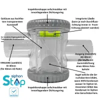 SIPHON STOP 40 (ID 40mm - AD 40mm) - Kugelsiphon mit automatischer Geruchsbarriere für die Kondensatwasserableitung [SCD300007]